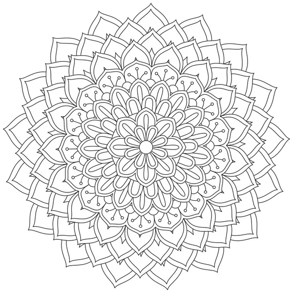 Mandala Vektörü Yaprak Renklendirme Sanatı Basit Grafik Çiçek Doğulu Klasik — Stok Vektör