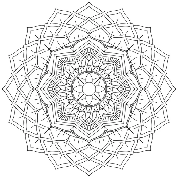 Mandala Vector Leaf Flower Coloring Art Simple Graphic Floral Oriental — Image vectorielle