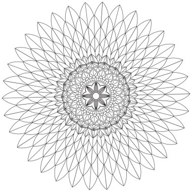 Mandala Vektörü Yaprak Renklendirme Sanatı Basit Grafik Çiçek Doğulu Klasik Resim İslami Hint Mistik Dini Ahlakı Nilüfer Yazdırma Kumaşı Tekstil Sembolü Tekstil Sembolü 