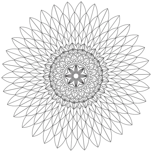 Mandala Vector Leaf Flower Coloring Art Simple Graphic Floral Oriental — 스톡 벡터