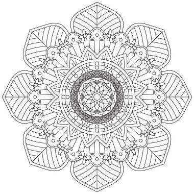 Mandala Vektörü Yaprak Renklendirme Sanatı Basit Grafik Çiçek Doğulu Klasik Resim İslami Hint Mistik Dini Ahlakı Nilüfer Yazdırma Kumaşı Tekstil Sembolü Tekstil Sembolü 