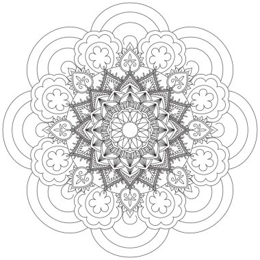 Mandala Vektörü Yaprak Renklendirme Sanatı Basit Grafik Çiçek Doğulu Klasik Resim İslami Hint Mistik Dini Ahlakı Nilüfer Yazdırma Kumaşı Tekstil Sembolü Tekstil Sembolü 