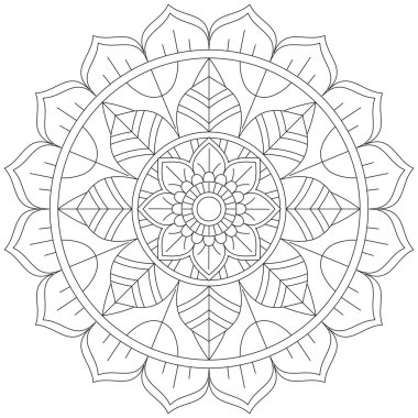 Mandala Vektörü Yaprak Renklendirme Sanatı Basit Grafik Çiçek Doğulu Klasik Resim İslami Hint Mistik Dini Ahlakı Nilüfer Yazdırma Kumaşı Tekstil Sembolü Tekstil Sembolü 