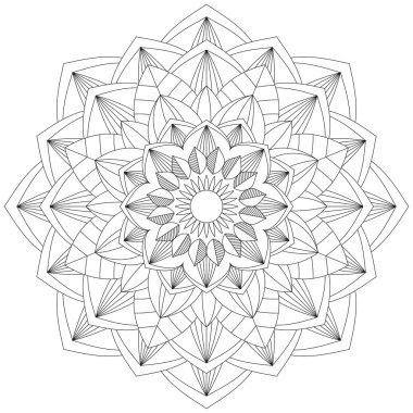 Mandala Vektörü Yaprak Renklendirme Sanatı Basit Grafik Çiçek Doğulu Klasik Resim İslami Hint Mistik Dini Ahlakı Nilüfer Yazdırma Kumaşı Tekstil Sembolü Tekstil Sembolü 