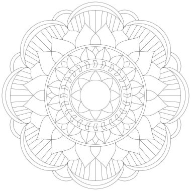 Mandala Vektörü Yaprak Renklendirme Sanatı Basit Grafik Çiçek Doğulu Klasik Resim İslami Hint Mistik Dini Ahlakı Nilüfer Yazdırma Kumaşı Tekstil Sembolü Tekstil Sembolü 