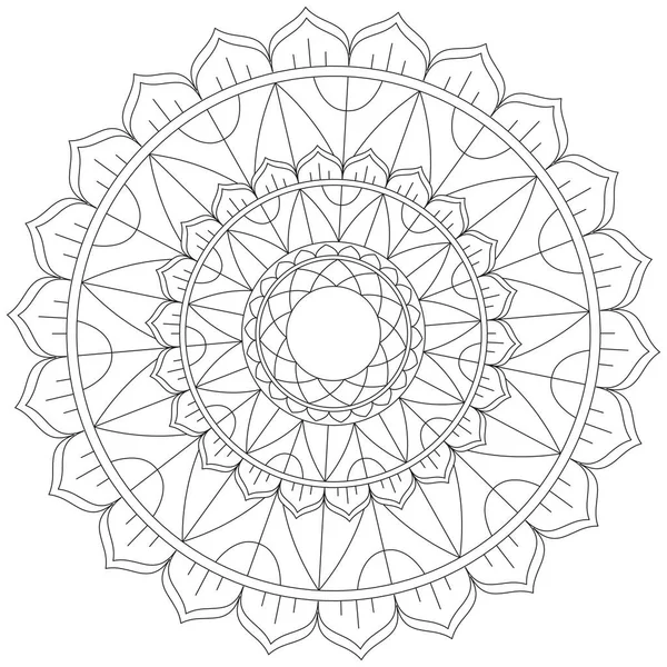 Mandala Vector Folha Flor Coloração Arte Simples Gráfico Floral Oriental —  Vetores de Stock