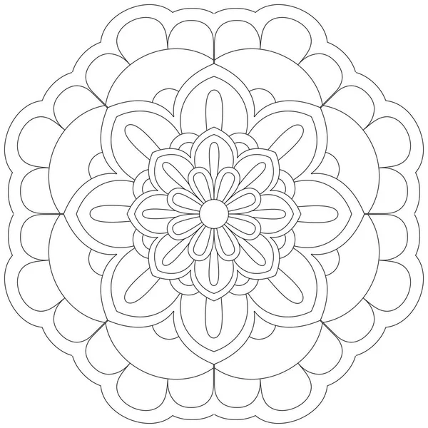 Mandala Vector Leaf Flower Coloring Art Simple Graphic Floral Oriental — Image vectorielle