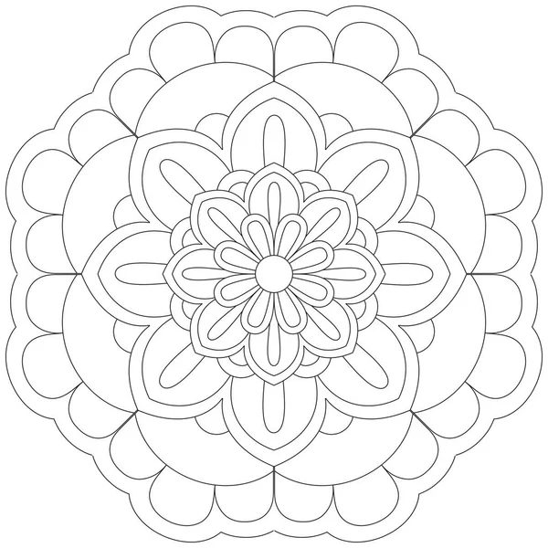 Mandala Vector Folha Flor Coloração Arte Simples Gráfico Floral Oriental —  Vetores de Stock