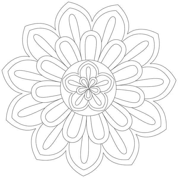 Mandala Vector Leaf Flower Coloring Art Simple Graphic Floral Oriental — Stock Vector