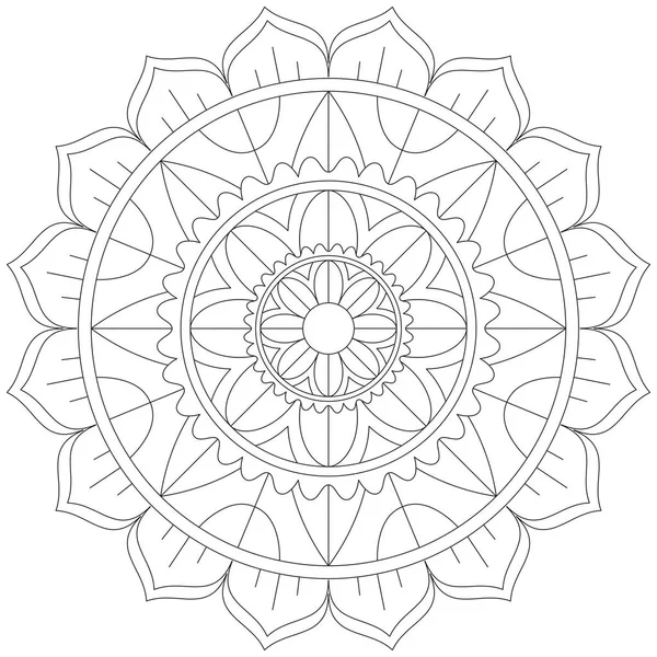 Mandala Vektörü Yaprak Renklendirme Sanatı Basit Grafik Çiçek Doğulu Klasik — Stok Vektör