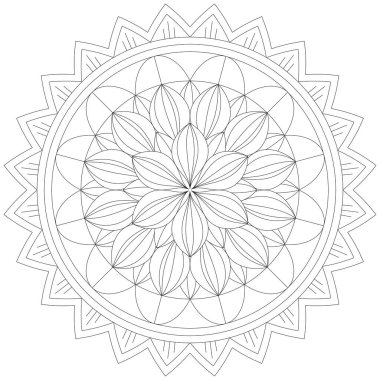Mandala Vektörü Yaprak Renklendirme Sanatı Basit Grafik Çiçek Doğulu Klasik Resim İslami Hint Mistik Dini Ahlakı Nilüfer Yazdırma Kumaşı Tekstil Sembolü Tekstil Sembolü 