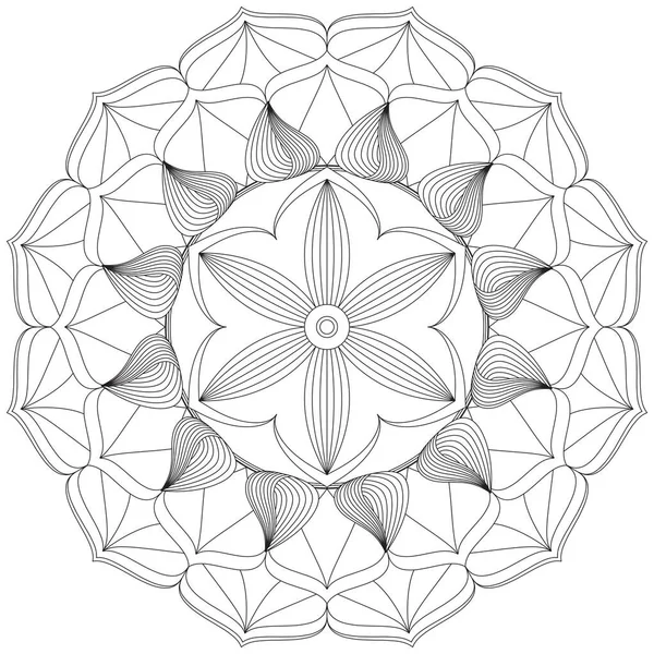 Mandala Vector Folha Flor Coloração Arte Simples Gráfico Floral Oriental — Vetor de Stock