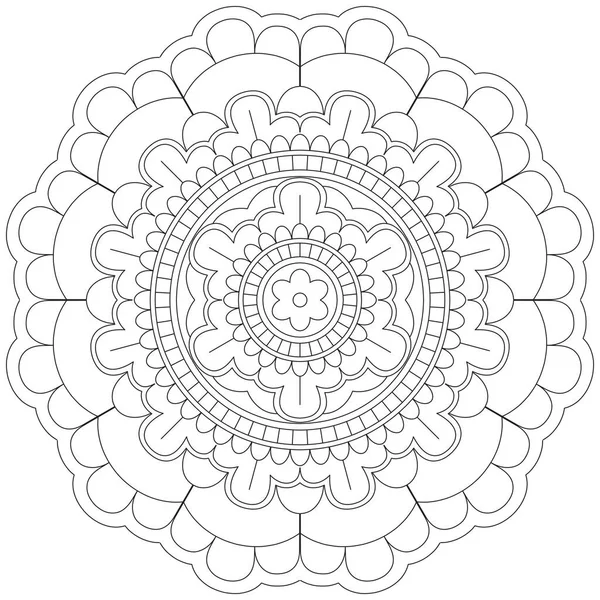 Mandala Vector Folha Flor Coloração Arte Simples Gráfico Floral Oriental —  Vetores de Stock