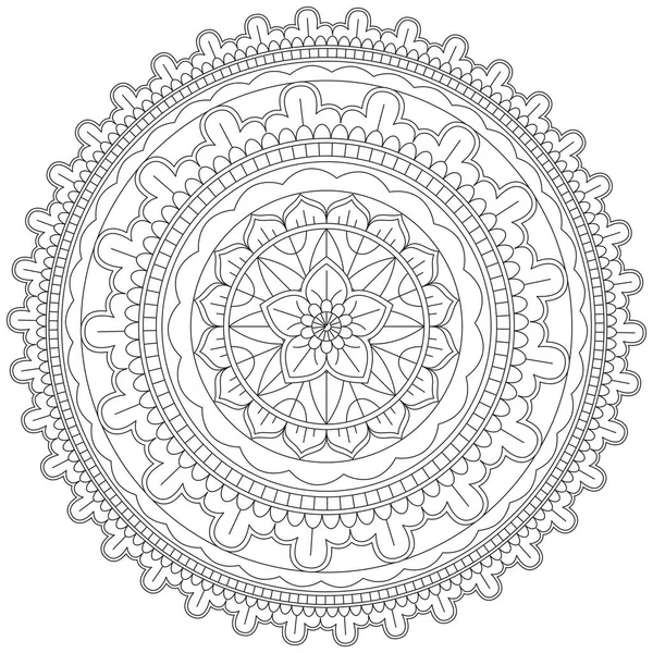 Mandala Vector Leaf Flower Coloring Art Simple Graphic Floral Oriental — Image vectorielle