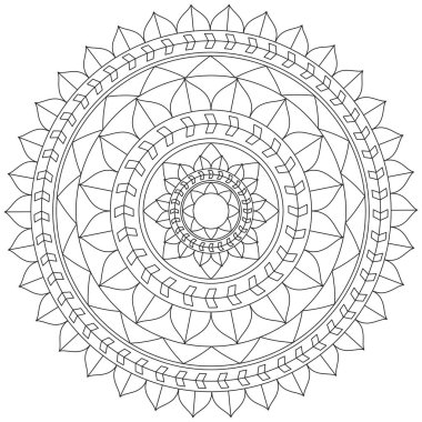 Mandala Vektörü Yaprak Renklendirme Sanatı Basit Grafik Çiçek Doğulu Klasik Resim İslami Hint Mistik Dini Ahlakı Nilüfer Yazdırma Kumaşı Tekstil Sembolü Tekstil Sembolü 