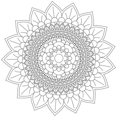 Mandala Vektörü Yaprak Renklendirme Sanatı Basit Grafik Çiçek Doğulu Klasik Resim İslami Hint Mistik Dini Ahlakı Nilüfer Yazdırma Kumaşı Tekstil Sembolü Tekstil Sembolü 