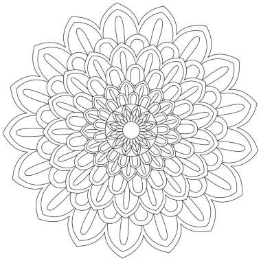 Mandala Vektörü Yaprak Renklendirme Sanatı Basit Grafik Çiçek Doğulu Klasik Resim İslami Hint Mistik Dini Ahlakı Nilüfer Yazdırma Kumaşı Tekstil Sembolü Tekstil Sembolü 