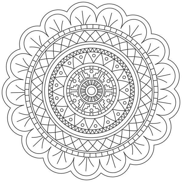 Mandala Vektor Blatt Blume Färbung Kunst Einfache Grafik Floral Orientalische — Stockvektor