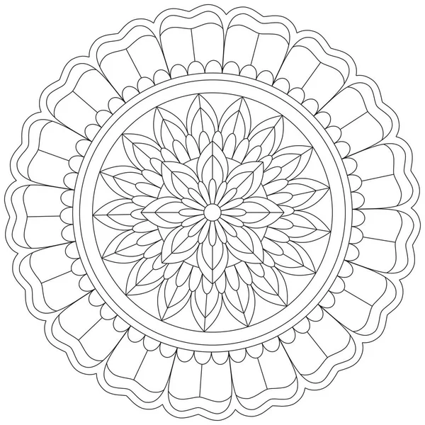 Mandala Vector Folha Flor Coloração Arte Simples Gráfico Floral Oriental — Vetor de Stock