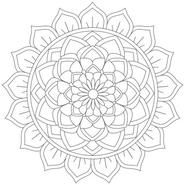 Mandala Vektörü Yaprak Renklendirme Sanatı Basit Grafik Çiçek Doğulu Klasik Resim İslami Hint Mistik Dini Ahlakı Nilüfer Yazdırma Kumaşı Tekstil Sembolü Tekstil Sembolü 