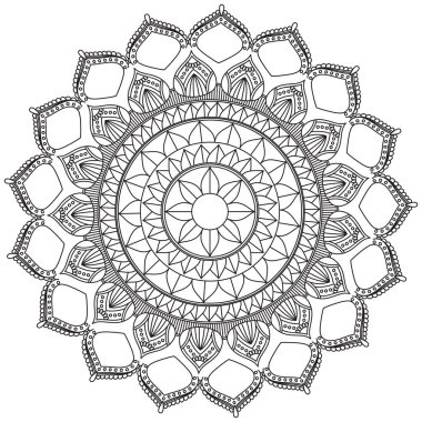 Mandala Vektörü Yaprak Renklendirme Sanatı Basit Grafik Çiçek Doğulu Klasik Resim İslami Hint Mistik Dini Ahlakı Nilüfer Yazdırma Kumaşı Tekstil Sembolü Tekstil Sembolü 