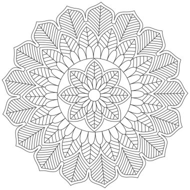 Mandala Vektörü Yaprak Renklendirme Sanatı Basit Grafik Çiçek Doğulu Klasik Resim İslami Hint Mistik Dini Ahlakı Nilüfer Yazdırma Kumaşı Tekstil Sembolü Tekstil Sembolü 