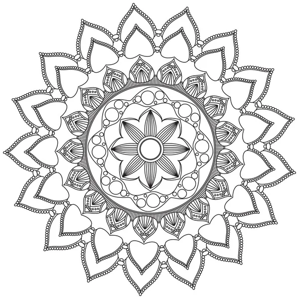 Mandala Vector Leaf Flower Coloring Art Simple Graphic Floral Oriental — Image vectorielle