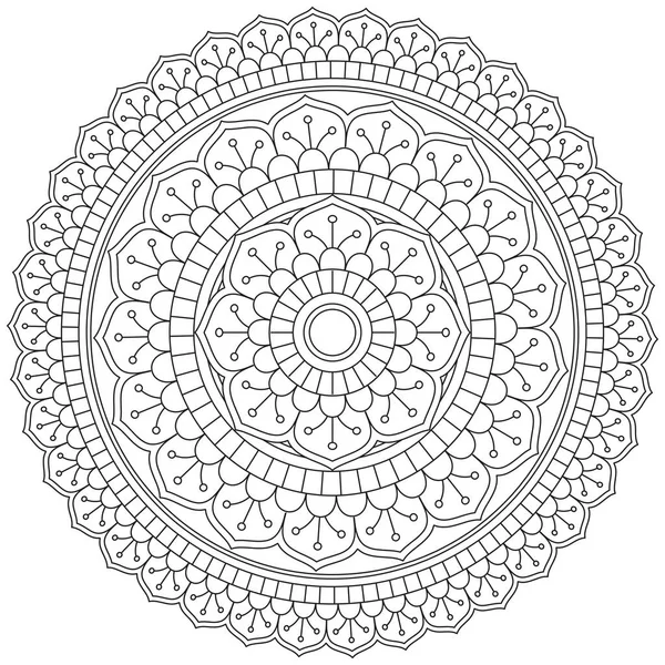 Mandala Vector Hoja Flor Colorear Arte Gráfico Simple Floral Oriental — Vector de stock