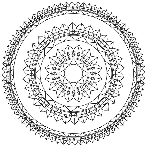 Mandala Vector Leaf Flower Coloring Art Simple Graphic Floral Oriental — Vettoriale Stock