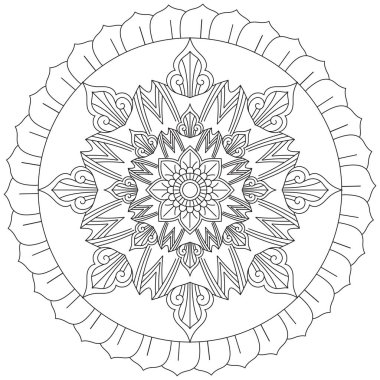 Mandala Vektörü Yaprak Renklendirme Sanatı Basit Grafik Çiçek Doğulu Klasik Resim İslami Hint Mistik Dini Ahlakı Nilüfer Yazdırma Kumaşı Tekstil Sembolü Tekstil Sembolü 