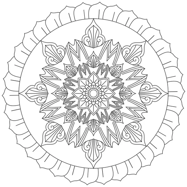 Mandala Vector Leaf Flower Coloring Art Simple Graphic Floral Oriental — Image vectorielle