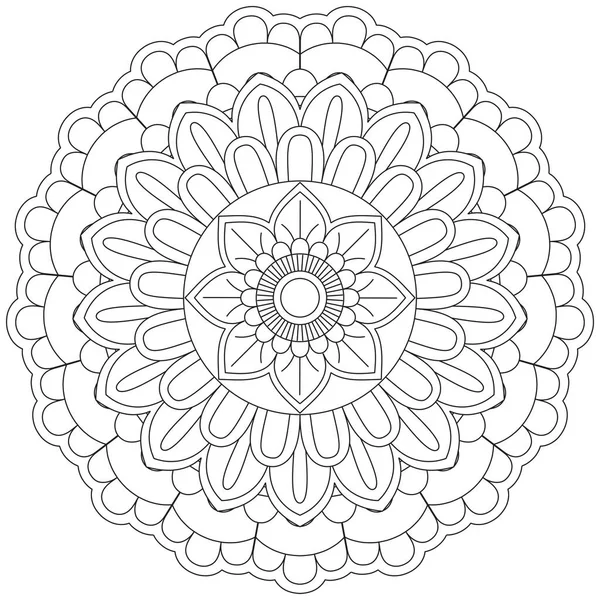 Mandala Vector Folha Flor Coloração Arte Simples Gráfico Floral Oriental — Vetor de Stock