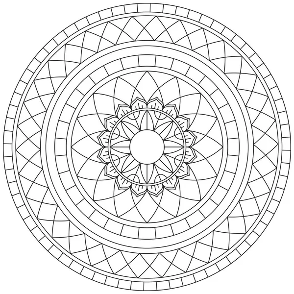 Mandala Vektor Blatt Blume Färbung Kunst Einfache Grafik Floral Orientalische — Stockvektor