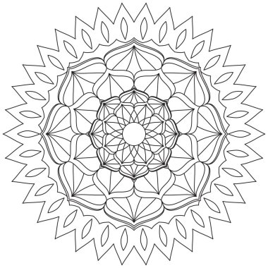 Mandala Vektörü Yaprak Renklendirme Sanatı Basit Grafik Çiçek Doğulu Klasik Resim İslami Hint Mistik Dini Ahlakı Nilüfer Yazdırma Kumaşı Tekstil Sembolü Tekstil Sembolü 