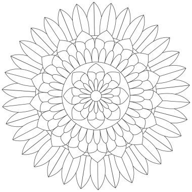 Mandala Vektörü Yaprak Renklendirme Sanatı Basit Grafik Çiçek Doğulu Klasik Resim İslami Hint Mistik Dini Ahlakı Nilüfer Yazdırma Kumaşı Tekstil Sembolü Tekstil Sembolü 