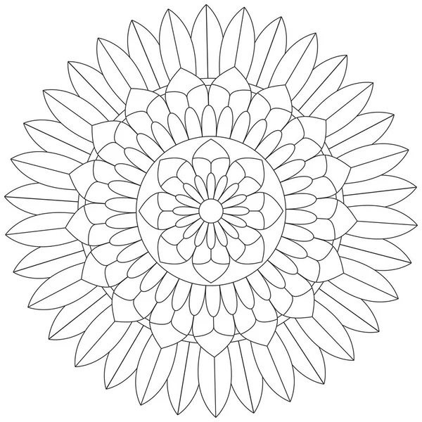 Mandala Vector Leaf Flower Coloring Art Simple Graphic Floral Oriental — Image vectorielle