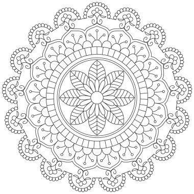 Mandala Vektörü Yaprak Renklendirme Sanatı Basit Grafik Çiçek Doğulu Klasik Resim İslami Hint Mistik Dini Ahlakı Nilüfer Yazdırma Kumaşı Tekstil Sembolü Tekstil Sembolü 
