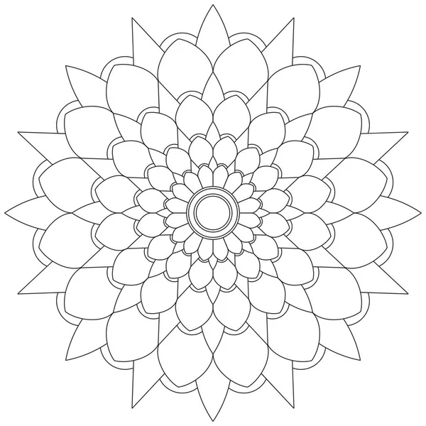 Mandala Vector Hoja Flor Colorear Arte Gráfico Simple Floral Oriental — Vector de stock