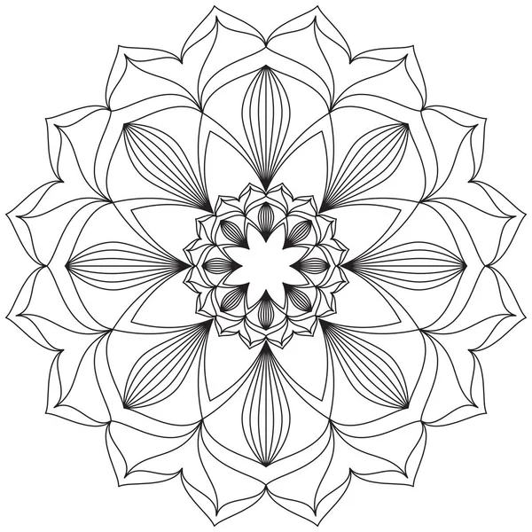 Mandala Vector Blad Bloem Kleurplaten Kunst Eenvoudige Graphic Floral Oriental — Stockvector