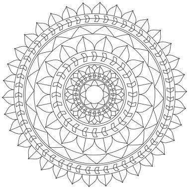 Mandala Vektörü Yaprak Renklendirme Sanatı Basit Grafik Çiçek Doğulu Klasik Resim İslami Hint Mistik Dini Ahlakı Nilüfer Yazdırma Kumaşı Tekstil Sembolü Tekstil Sembolü 