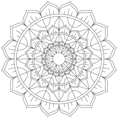 Mandala Vektörü Yaprak Renklendirme Sanatı Basit Grafik Çiçek Doğulu Klasik Resim İslami Hint Mistik Dini Ahlakı Nilüfer Yazdırma Kumaşı Tekstil Sembolü Tekstil Sembolü 