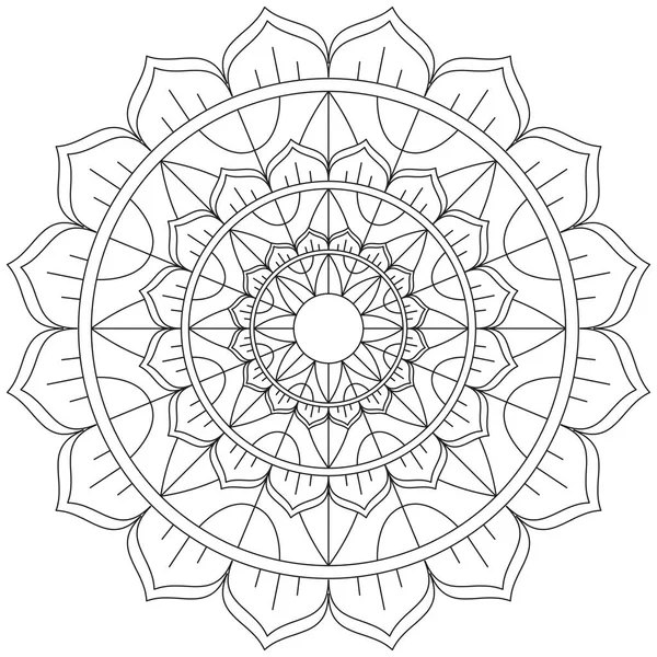 Mandala Vector Leaf Flower Coloring Art Simple Graphic Floral Oriental — 스톡 벡터