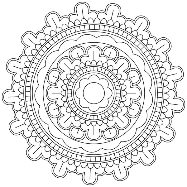 Mandala Vector Leaf Flower Coloring Art Simple Graphic Floral Oriental — 스톡 벡터