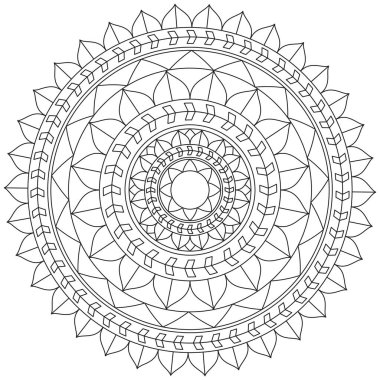Mandala Vektörü Yaprak Renklendirme Sanatı Basit Grafik Çiçek Doğulu Klasik Resim İslami Hint Mistik Dini Ahlakı Nilüfer Yazdırma Kumaşı Tekstil Sembolü Tekstil Sembolü 