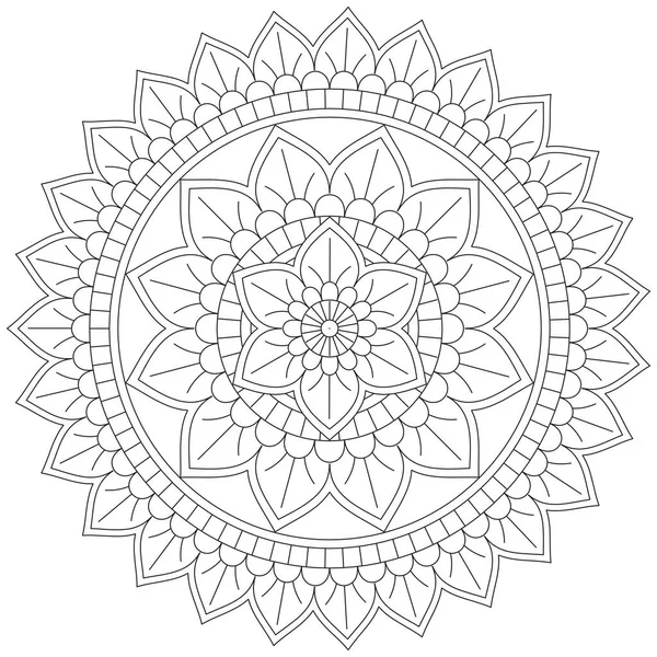 Mandala Vector Hoja Flor Colorear Arte Gráfico Simple Floral Oriental — Vector de stock