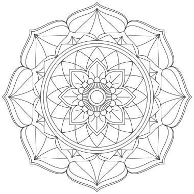 Mandala Vektörü Yaprak Renklendirme Sanatı Basit Grafik Çiçek Doğulu Klasik Resim İslami Hint Mistik Dini Ahlakı Nilüfer Yazdırma Kumaşı Tekstil Sembolü Tekstil Sembolü 