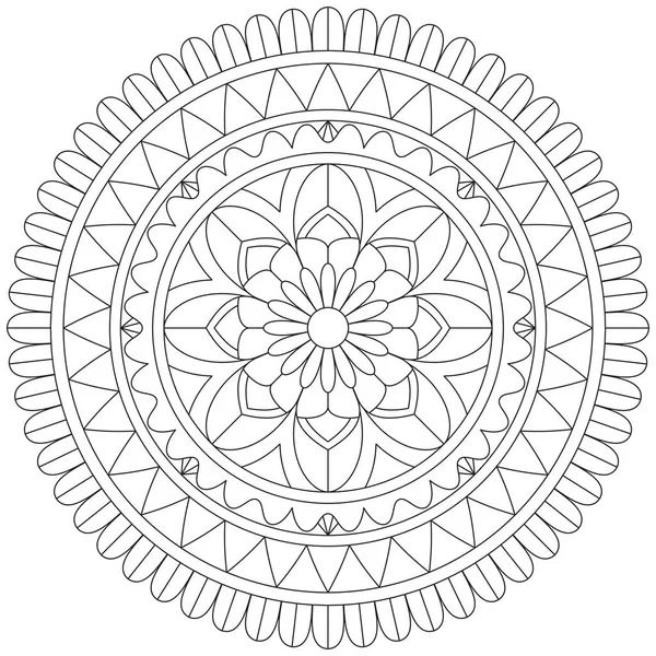 Mandala Vector Folha Flor Coloração Arte Simples Gráfico Floral Oriental — Vetor de Stock