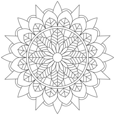 Mandala Vektörü Yaprak Renklendirme Sanatı Basit Grafik Çiçek Doğulu Klasik Resim İslami Hint Mistik Dini Ahlakı Nilüfer Yazdırma Kumaşı Tekstil Sembolü Tekstil Sembolü 