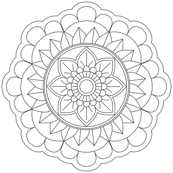 Mandala Vektor Blatt Blume Färbung Kunst Einfache Grafik Floral Orientalische — Stockvektor