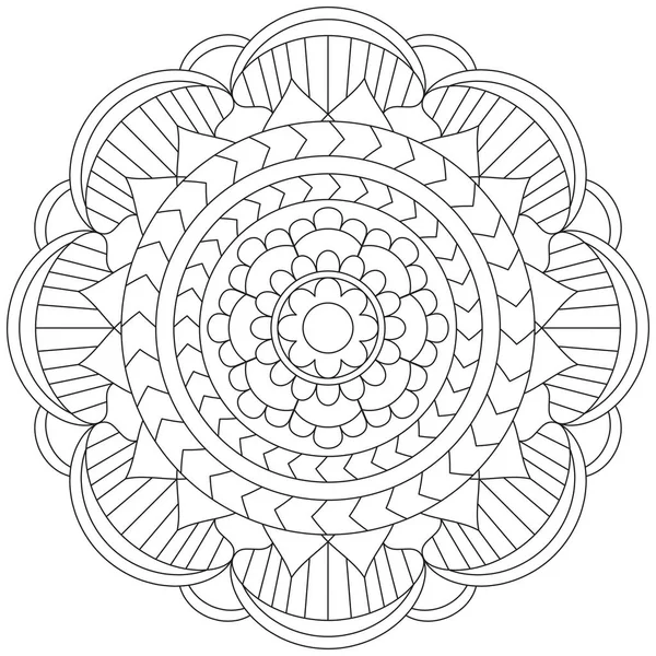 Mandala Vektor Blatt Blume Färbung Kunst Einfache Grafik Floral Orientalische — Stockvektor